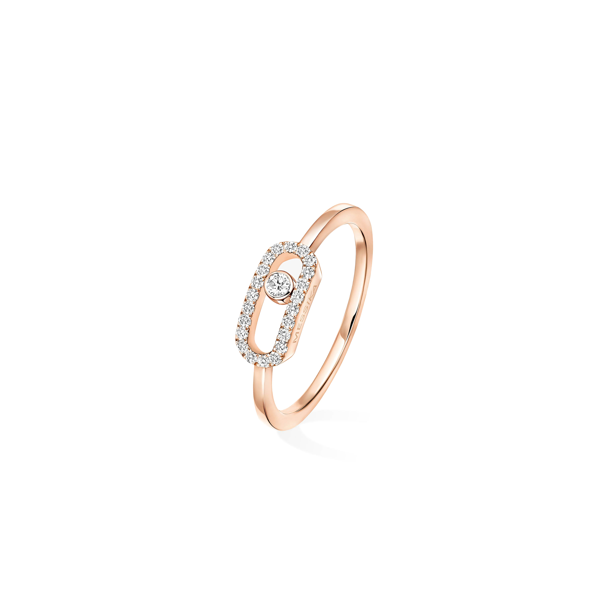 MESSIKA MOVE UNO HALF PAVÉ RING PINK GOLD DIAMOND RING 04705-PG